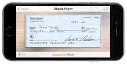 image of a check for mobile deposit on smartphone screen