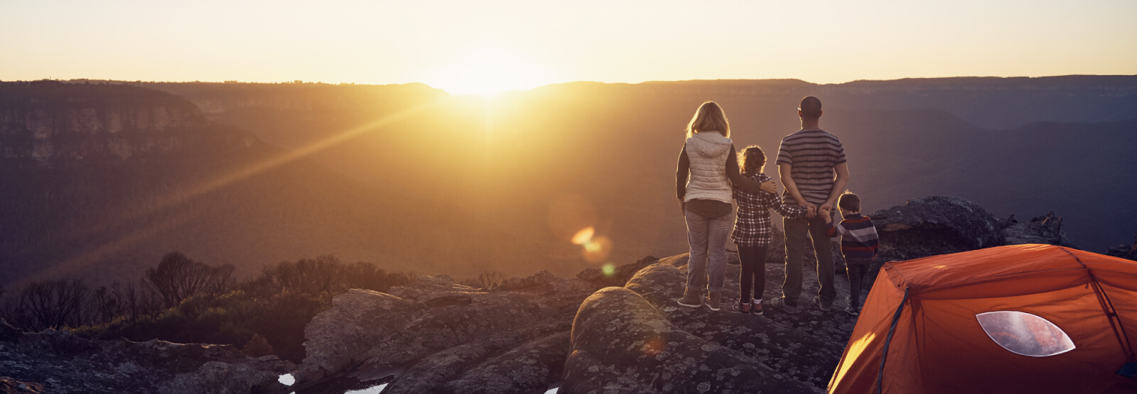 Young family camping